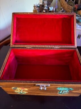 Wooden Jewelry Box with Red Velvet Lining